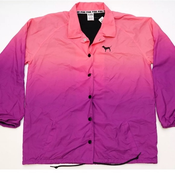 NWOT PINK VS OMBRÉ SNAP BUTTON ADJ COACHES JACKET - Picture 2 of 16